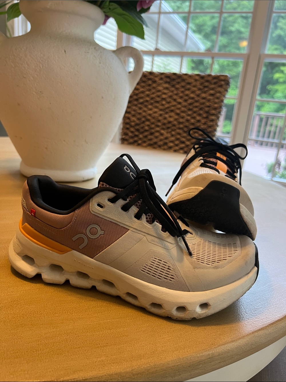 On Running Women's Athletic Shoes White, Black, Pink, Yellow Accents